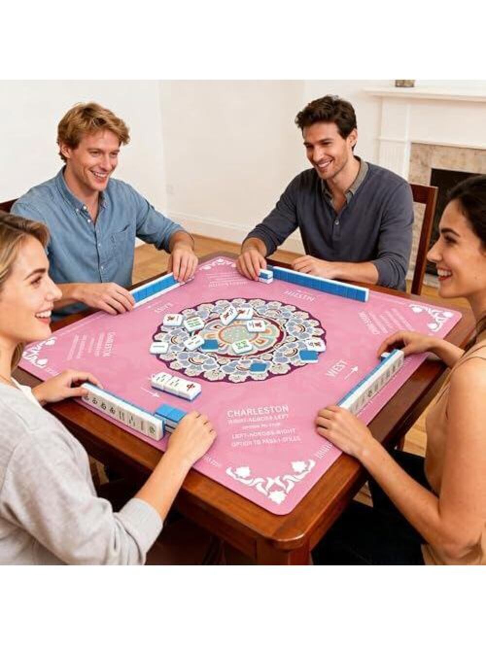 Mahjong Mat 33.4"x33.4" with Carrying Bag, Anti-Slip Game Mat - Picture 5 of 6